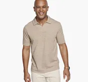 Sedona V-Neck Polo - Tan Basketweave