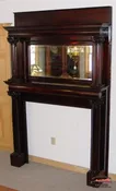 1890's Mahogany Fireplace Mantle w/ Bevelled Glass