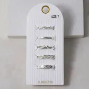 5 Piece Silver Textured Band Ring Set