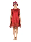 1pc Short Slv Lux Lace A-line Dress - Plus