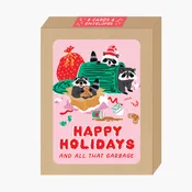 Boxed Pink Raccoons Holiday Card - Party of One