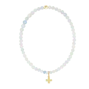 Enewton Classic 3mm Bracelet - Aquamarine with Signature Cross Gold Charm
