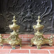 French bronze pair of rams head antique chenets - New York