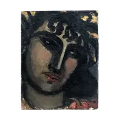 American School signed modernist painting  : <i>Modernist head</i>, ca.1920s.