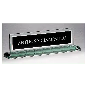 10" x 2 3/4" Glass Name Plate w/Black Silkscreened Engraving Area, Mirror Border