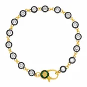 7" Clear CZ Bezel Charm Bar Bracelet