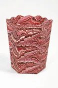 Hand-Marbled Scallop Waste Bin / Storage Bin in Florentine Pink