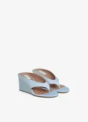 Alaia Bleu Satin Wedge Tongs 75 | SZ 40
