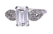 1.58 Carat FVS1 Emerald Cut Diamond GIA Certified Platinum Engagement Ring
