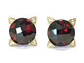 EARRING 547 - Garnets and Diamonds in 18kt Yellow Gold