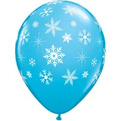 11" Latex Blue Snowflake Balloon