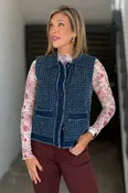 A La Carte Textured Denim Button Front Vest
