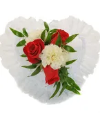 Roses & Carnations Heart Pillow Corsage