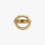 AM Studio Hollow Gold Circle Ring with Diamonds
