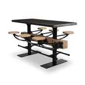 The Original Swing-Out Seat Table - Bar Height with Steel Top - Vintage Industrial by Get Back, Inc