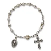 4mm Sterling Silver Rosary Bracelet, 7 inches