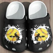 “Behind the Plate” – Softball Catcher Splatter Art Crocs
