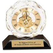 5 3/4″ Clear Crystal Clock on Black Pedestal Base