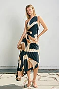 Abstract One Shoulder Asymmetrical Pleated Dress -Dress Forum