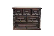 Vintage Oak Geometric Brutalist Jewelry Trinket Keepsake Chest Box 12