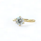1ct Round Brilliant Diamond Ring with Hand Engraving