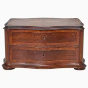 Antique Mahogany Shaped Jewelry Chest