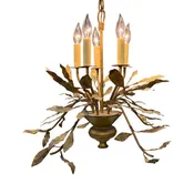Antique French Chandelier with Gold Leaves and Branches in Old Gilding