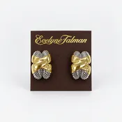 2 Tone Ribbed X Clip-on Earring