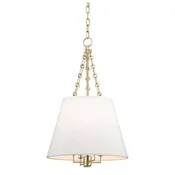 Aged Brass Linen Shade Pendant – Modern Brass Pendant Light