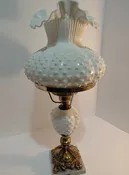 Fenton Vintage Hobnail Milk Glass Lamp — Pocahontas Antiques & Curiosities