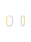 2 Tone Oval Huggie Hoops
