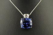 Cushion Sapphire and Cushion Diamond Pendant