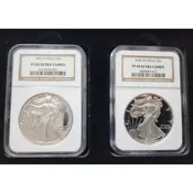 1992‑S & 2006‑W American Silver Eagle PF69 UC NGC 2‑Coin Set w/ Gift Box