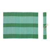 17-3/4"L x 13" W Hand-Woven Bamboo Placemat w Stripes