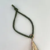 2" cone tin brass finish bell holiday Christmas ornament: Hunter Green Suede-Like Cord