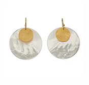 Medium Mother of Pearl Disc with Disc Overlay Earrings