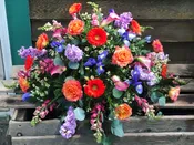 BRIGHT AND COLORFUL CASKET SPRAY