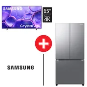 Samsung 65" Class U8000F Crystal UHD 4K Smart Tizen TV + Stainless Steel Smart French Door Refrigerator 18 cu. ft.