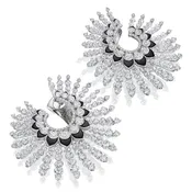 Diamond and Onyx Spiral Hoop Earrings by Siegelson, New York