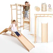 7in1 Jungle Play Set for Kids: Swedish Ladder+ Monkey Bars + Swing Set + Slide Board + Ramp