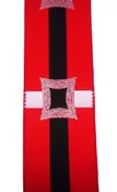 2.5" X 10YD - Satin, Wired, Santa's Belt Ribbon - rd/blk/slvr