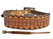 Basket Weave leather dog collar with copper hardware