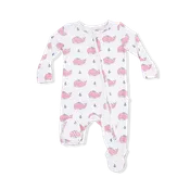 Angel Dear - Bubbly Whale with Bow Pink 2 Way Ruffle Back Zipper Footie