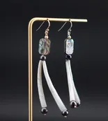 Abalone Paua Geo and Peacock Pearl Earrings