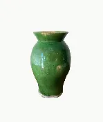 Antique Italian Handmade Green Ceramic Vase