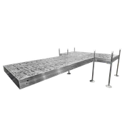 12' T-Shaped Boat Dock System with Aluminum Frame and Thermoformed Terrazzo Decking