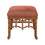 An English Faux Bamboo Carved Foot Stool