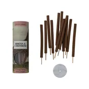 12 Piece Mimosa & Cardamom Scented Thick Incense Sticks with Marble Incense Holder