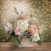 Flowers in Wooden Box
