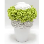 [REM-WT-RWB] Ceramic Vase White - Roses White & Hydrangea Basil